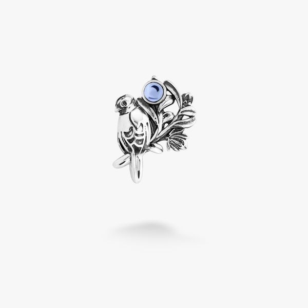 Брошь значок серебряная Соловейко Light Sapphire 925 215-S17-5195b фото