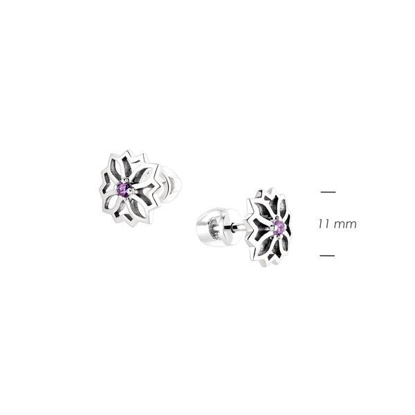 Серьги пусеты серебряные Вытынанка Amethyst 925 Zirkon 2686058587 фото