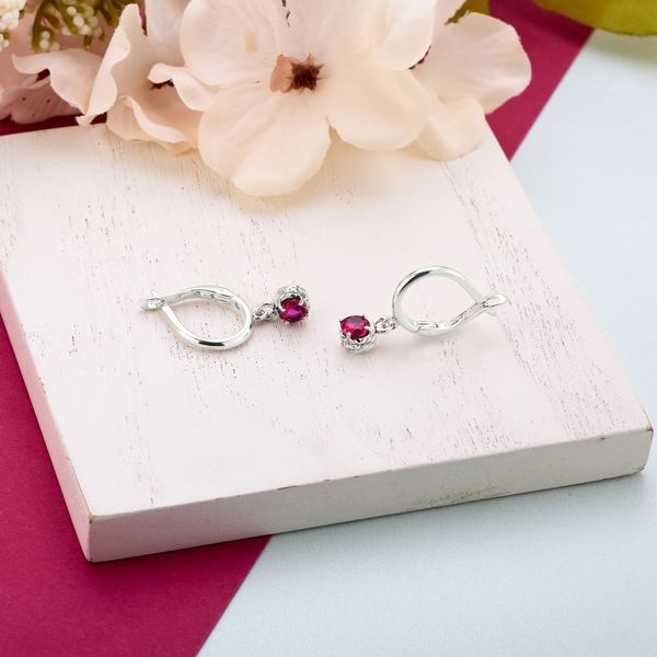 Серьги серебряные с подвесками Цефеида Fuchsia 925 Zirkon 2749348262 фото