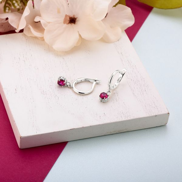 Серьги серебряные с подвесками Цефеида Fuchsia 925 Zirkon 2749348262 фото