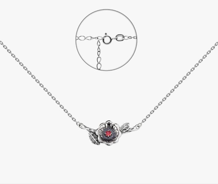 Колье цепочка серебряное с цветком Калачики Granat 925 40см+5см 271-S24-5182-1k фото