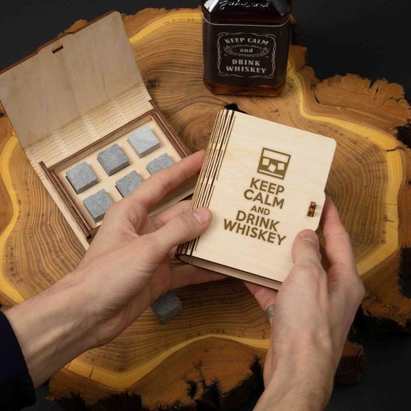 Камни для виски "Keep calm and drink whiskey" 6 штук в подарочной коробке, англійська BD-WHROCKS-03 фото