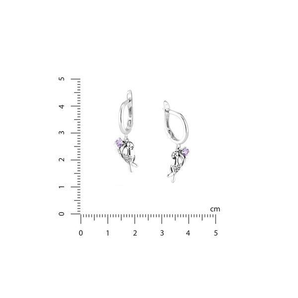 Серьги подвески с птицами серебряные Соловейко Lavender 925 Zirkon 261-S25-5282s фото