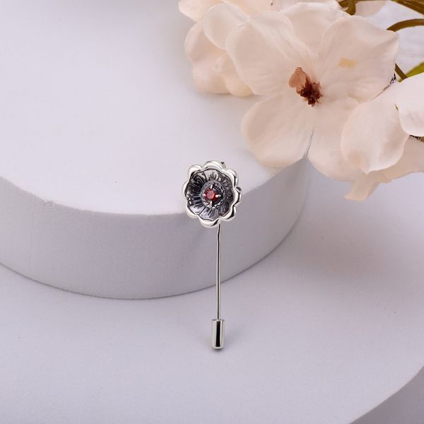Брошь-игла серебряная Калачик Granat 925 Zirkon 2602420799 фото