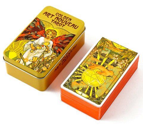 Карты Таро Уэйт Арт Нуво Golden Art Nouveau Tarot в металлической коробке 2569389144 фото