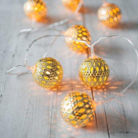 Гірлянда світлодіодна 10 LED металеві кульки, білий шнур 1,5 метра (Золото) 1603625899 фото
