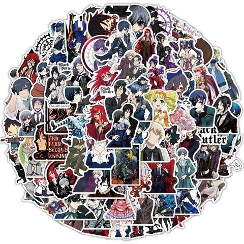 Стікерпак Темний дворецький Набір наклейок GeekLand Black Butler 100 штук 2881874809 фото