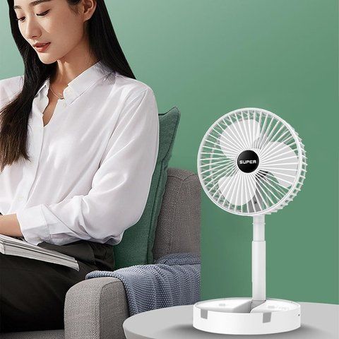 Складной вентилятор на ножке Telescopic Folding Fan с USB зарядкой 2564736669 фото
