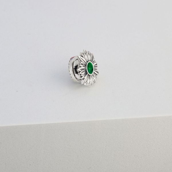Брошка-значок Соняшник Emerald срібна 925 211-S04-0216b фото