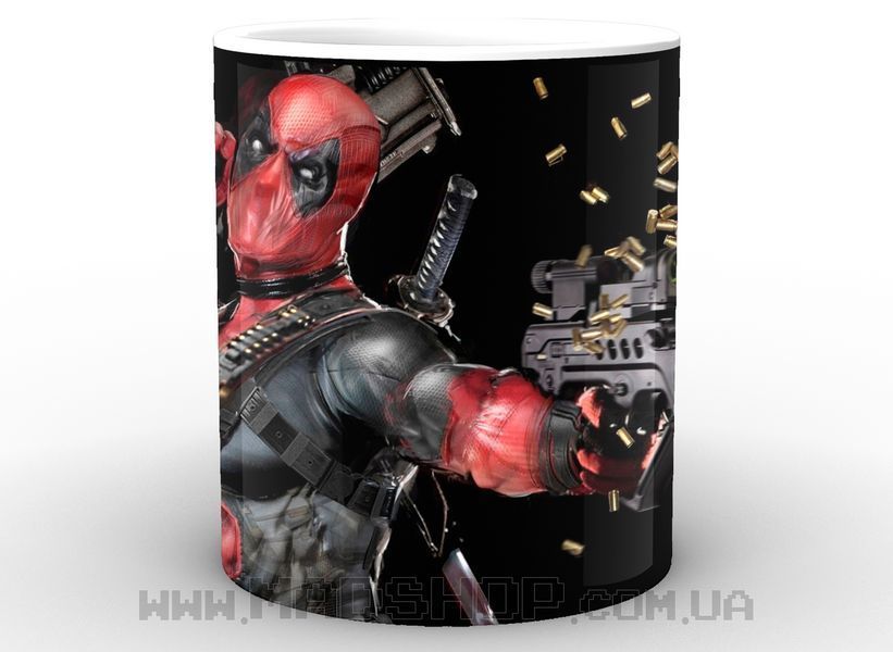 Кружка Deadpool, маска, зброя, автомат 2.45 фото