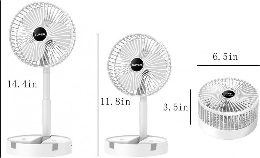 Складаний вентилятор на ніжці Telescopic Folding Fan з USB зарядкою 2564736669 фото