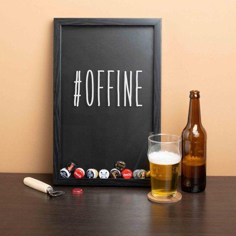 Рамка скарбничка "#offine" для кришок, Чорний, англійська 2603879826 фото