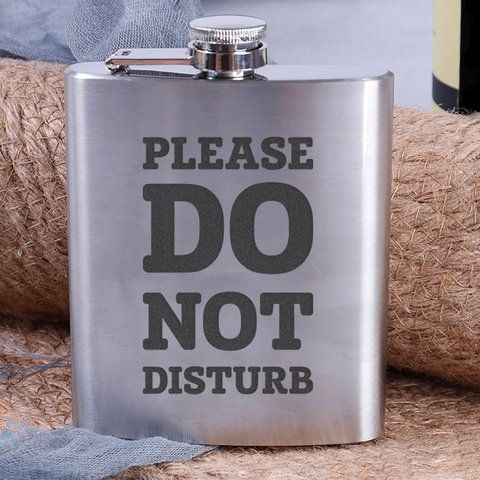 Фляга стальная "Please do not disturb", английский, Деревянная подарочная коробка 2603883390 фото