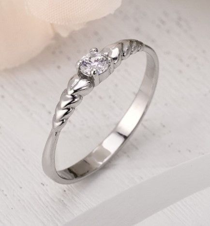 Кільце срібне з фіанітом Презент 925 Rhodium 15.5 розмір 2564746429 фото