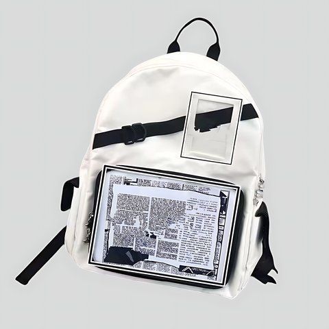 Рюкзак стильний Білий з прозорими відсіками Stylish Backpack White 43x33 2797017159 фото
