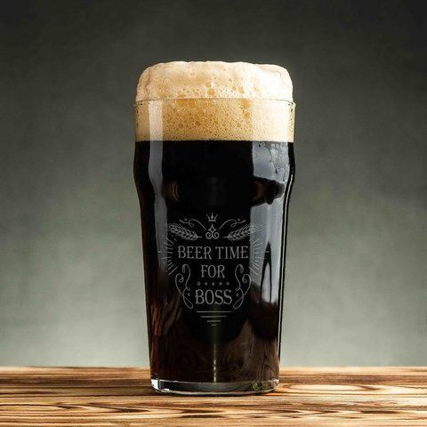 Бокал для пива "Beer time for boss", английский, Деревянная подарочная коробка 2603812557 фото