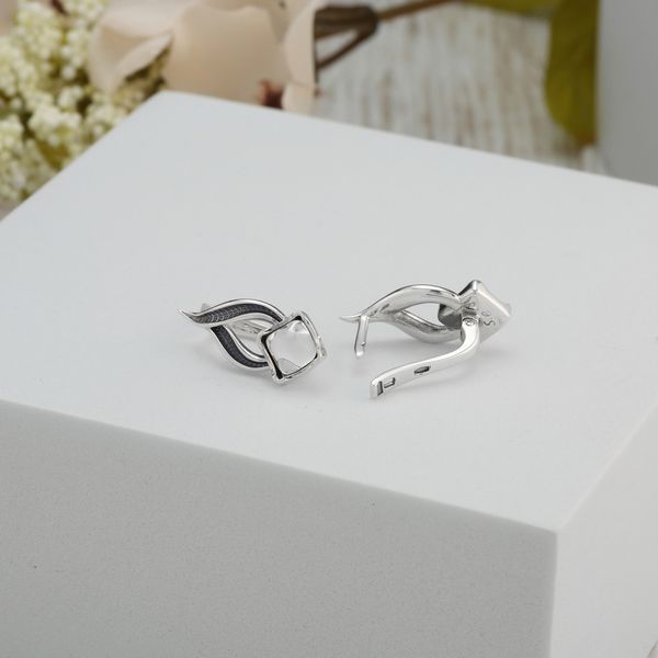 Серьги Листочек Вербочки Crystal 925 187-S09-5155s фото