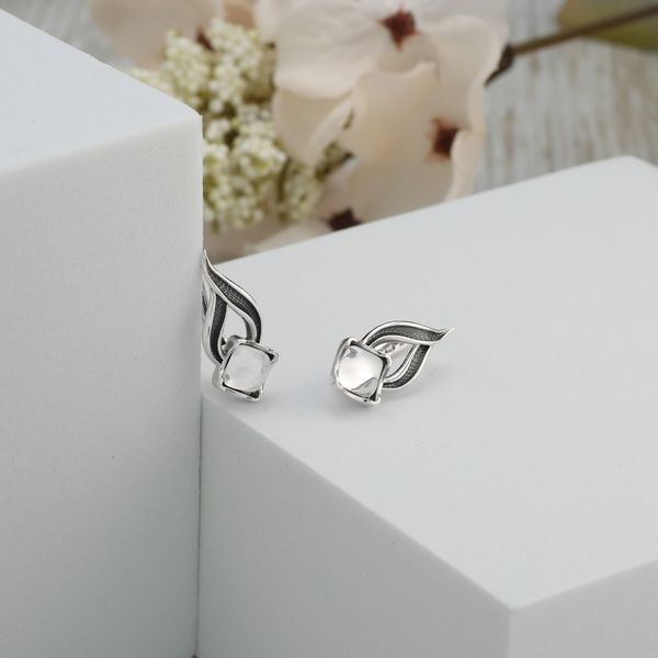 Серьги Листочек Вербочки Crystal 925 187-S09-5155s фото