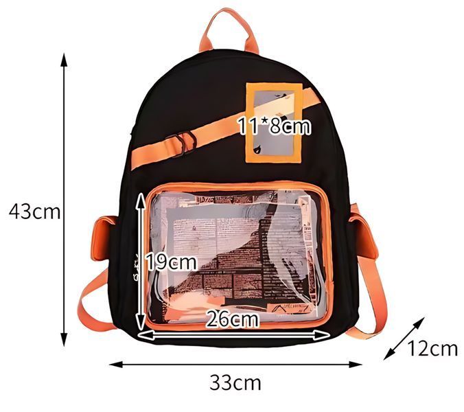 Рюкзак стильный Белый с прозрачными отсеками&nbsp;Stylish Backpack White 43x33 2797017159 фото