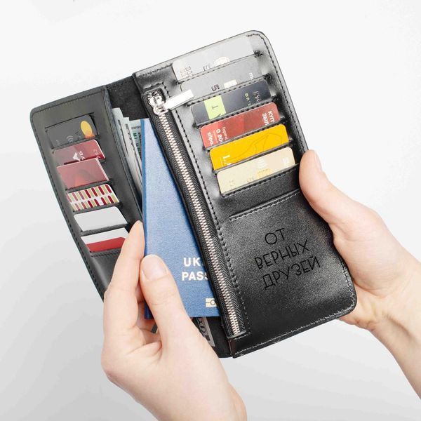 Гаманець "Слова" шкіряний персоналізований, Чорний, Black BD-WALLET-01 фото