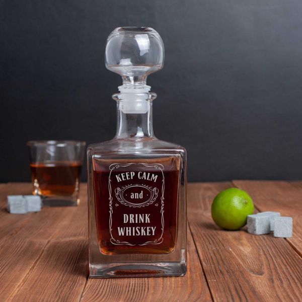 Графин "Keep calm and drink whiskey", английский, Крафтовая коробка 2603878064 фото