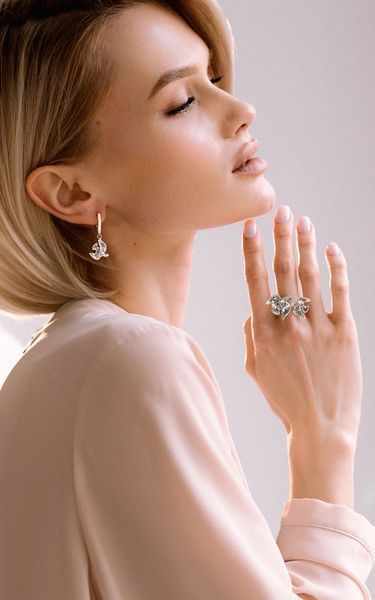 Кольцо серебряное женское Голубки 925 Птицы 17-19,5 размер 5-11502S-5007k фото