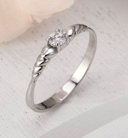 Кільце срібне з фіанітом Презент 925 Rhodium 17.5 розмір 2564746431 фото