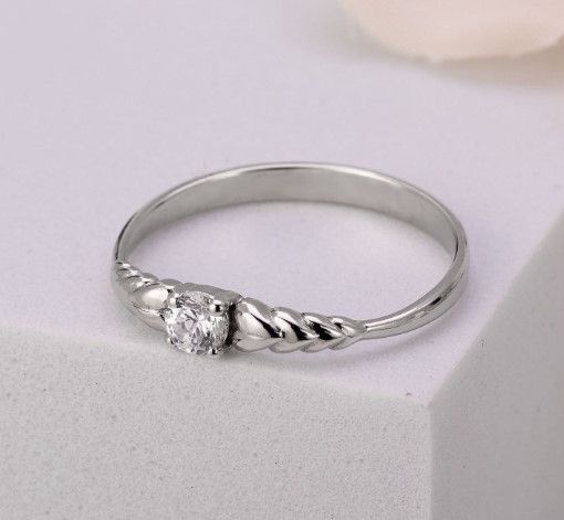 Кільце срібне з фіанітом Презент 925 Rhodium 17.5 розмір 2564746431 фото