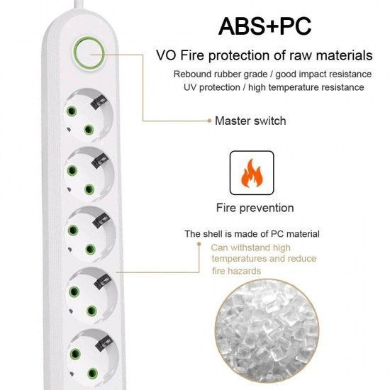 Мережевий фільтр-подовжувач 4 розеток 3USB 2500W White 2399801328 фото