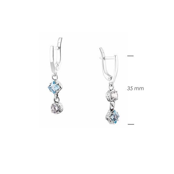 Серьги серебряные с подвесками Лириды mix Голубой Топаз 925 Zirkon 2749348268 фото