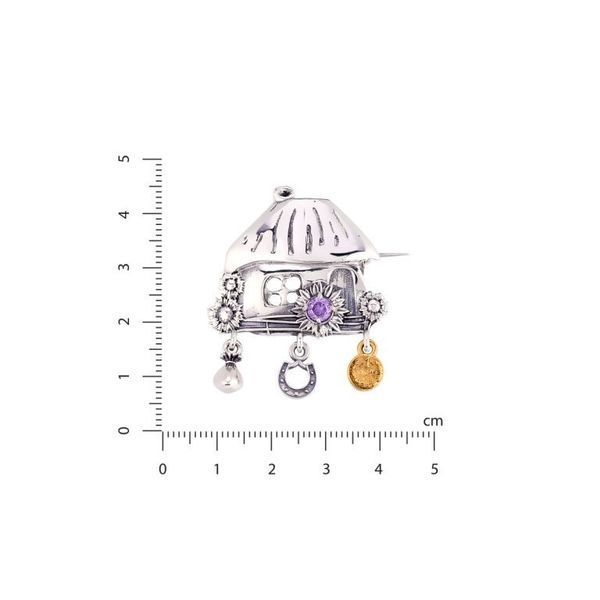 Брошь серебряная с подвесками Хатка Mini Amethyst 925 Gold 237-SG23-5228b фото