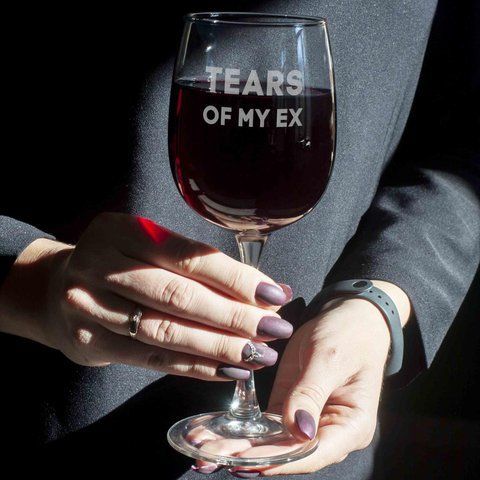 Бокал для вина "Tears of my ex", английский, Деревянная подарочная коробка с гравировкой 2603814203 фото