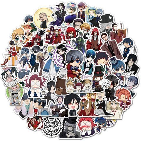 Стікерпак Темний дворецький Набір наклейок GeekLand Black Butler 50 штук 2881880181 фото