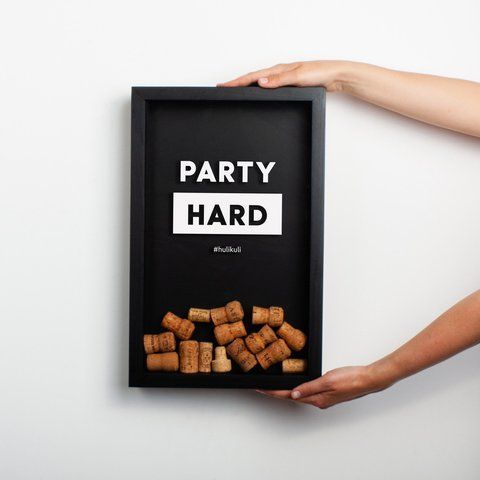 Скарбничка для винних корків "Party hard", Чорний, англійський 2603873259 фото