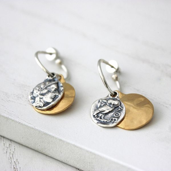 Серьги серебряные с монетами Афина gold 925 28-12404SG-5064s фото