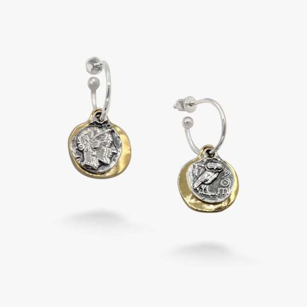 Серьги серебряные с монетами Афина gold 925 28-12404SG-5064s фото