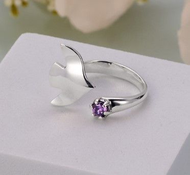 Кольцо с птицей Благовещение Ametist серебряное 925 Zircon 18-18.5 размер 2613111310 фото