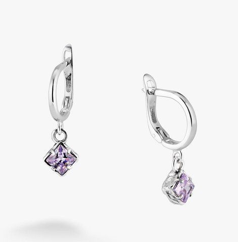 Серьги серебряные с подвесками Мерцание Lavender 925 Zirkon 2749348271 фото