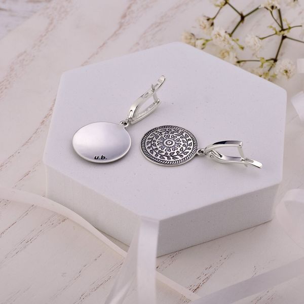 Серьги этнические серебряные с круглыми подвесками Пейстра mini 925 2686058596 фото