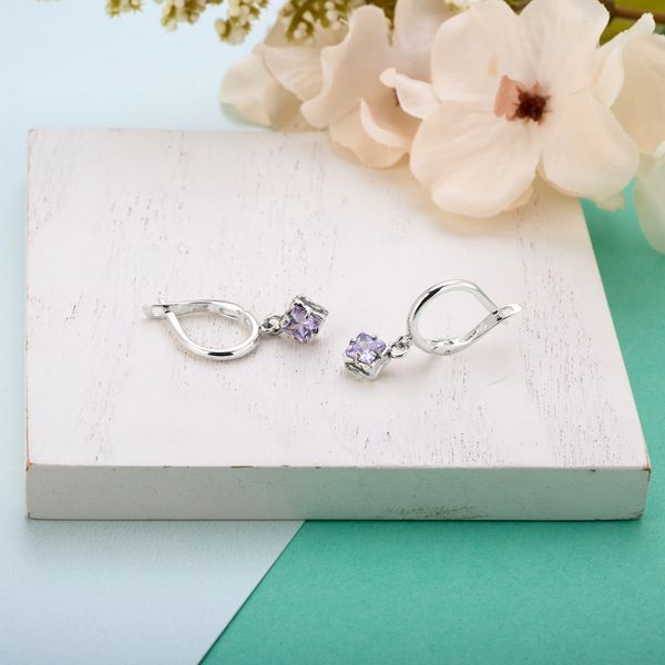 Серьги серебряные с подвесками Мерцание Lavender 925 Zirkon 2749348271 фото