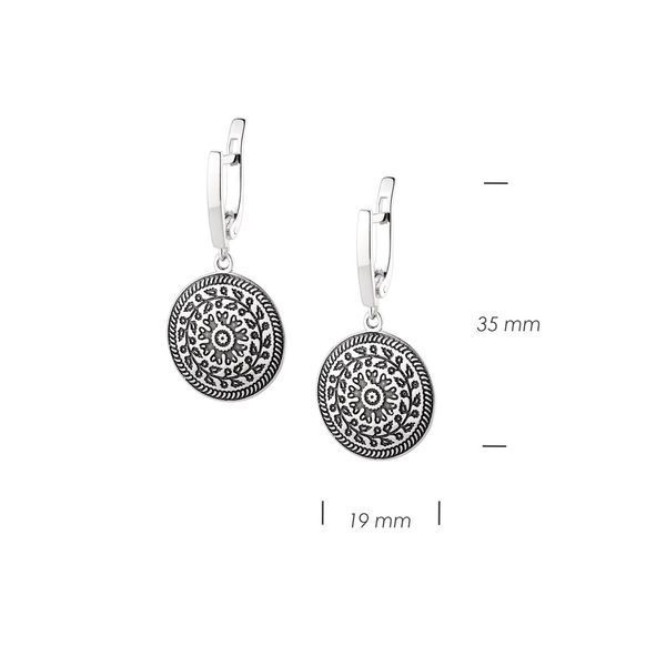 Серьги этнические серебряные с круглыми подвесками Пейстра mini 925 2686058596 фото