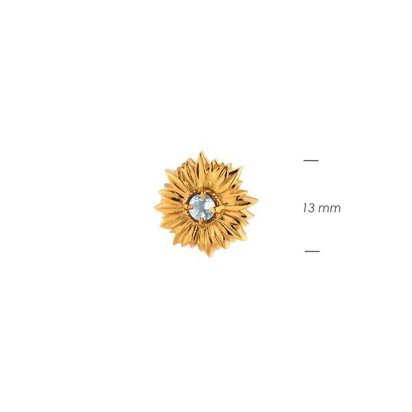 Брошь значок позолоченная Подсолнух Голубой Топаз 925 Gold 2640498362 фото
