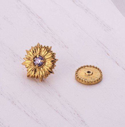 Брошь значок позолоченная Подсолнух Lavender 925 Zirkon Gold 2640498363 фото