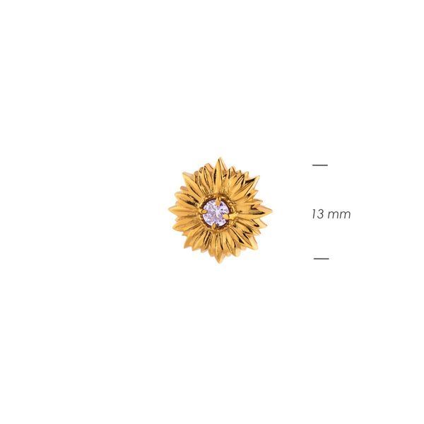 Брошь значок позолоченная Подсолнух Lavender 925 Zirkon Gold 2640498363 фото