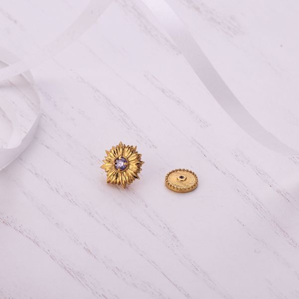 Брошь значок позолоченная Подсолнух Lavender 925 Zirkon Gold 2640498363 фото