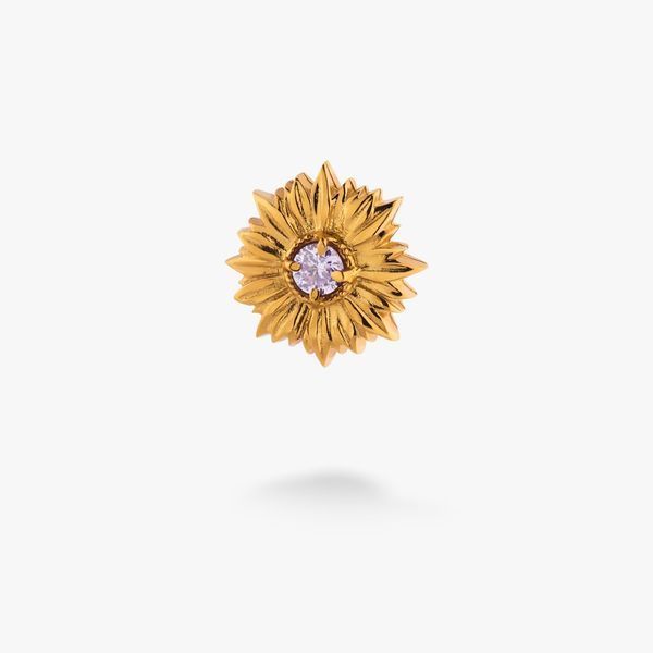 Брошь значок позолоченная Подсолнух Lavender 925 Zirkon Gold 2640498363 фото