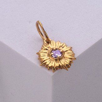 Кулон серебряный с позолотой Подсолнух Lavender 925 Gold Zirkon 2640498364 фото