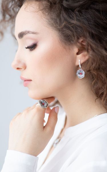 Серьги серебряные Мальва Rose 925 Флора 104-11504S07-5093s фото