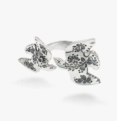 Кольцо серебряное женское Голубки 925 Птицы 20-21,5 размер 5-11502S-5007k фото