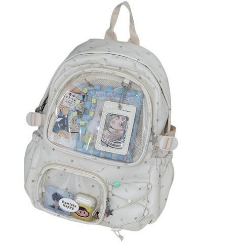 Стильний рюкзак Білий з прозорими відсіками&nbsp;Stylish Backpack White 40x29&nbsp;см 2797017166 фото